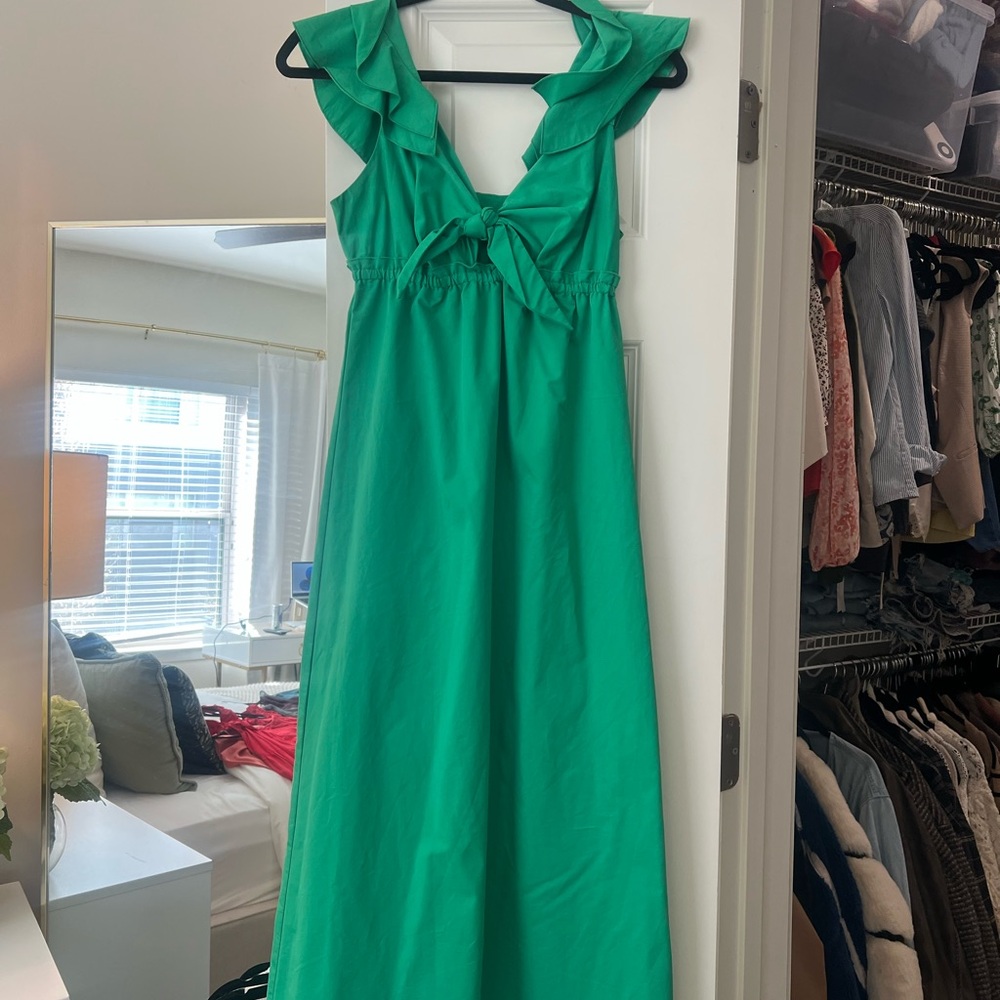 Green Ruffle Sleeve Dress - Picture 3 of 4